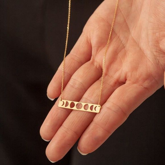 LAST ONE Rose Gold Phases of Moon Necklace - Picture 2 of 8